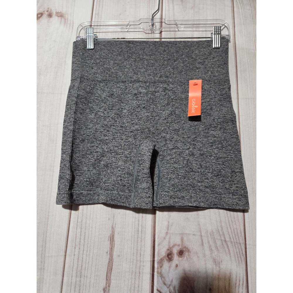 Colsie Womens Seamless High-Waisted Lounge Bike Shorts Heather Gray Size M